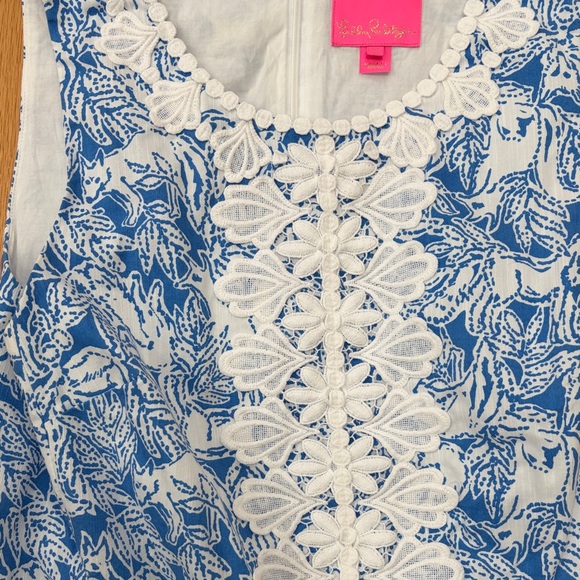 Blue and White fox print lilly pulitzer dress - Picture 3 of 7